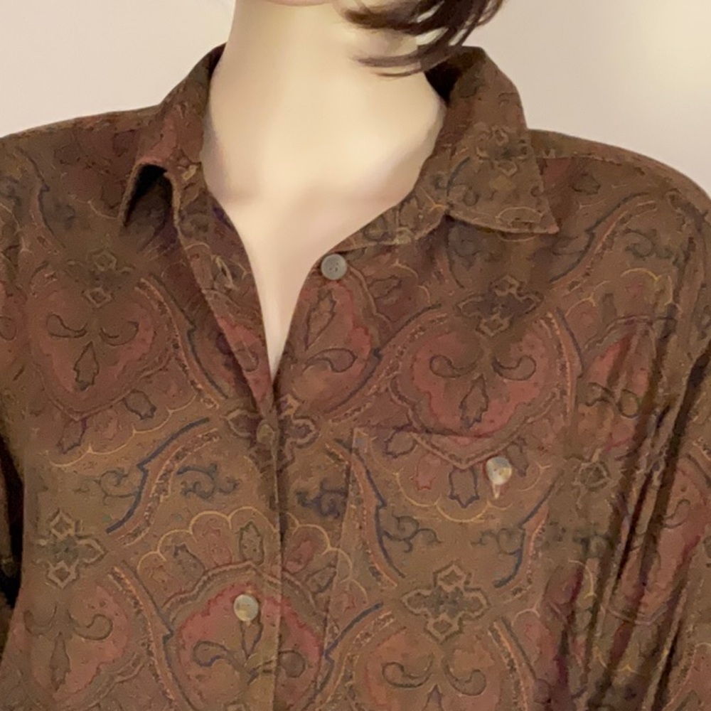 Vintage LizSport Paisley Button Down Blouse - Picture 2 of 9